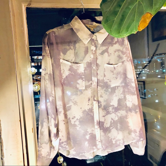 Sheer watercolor pattern blouse button up - Picture 3 of 6